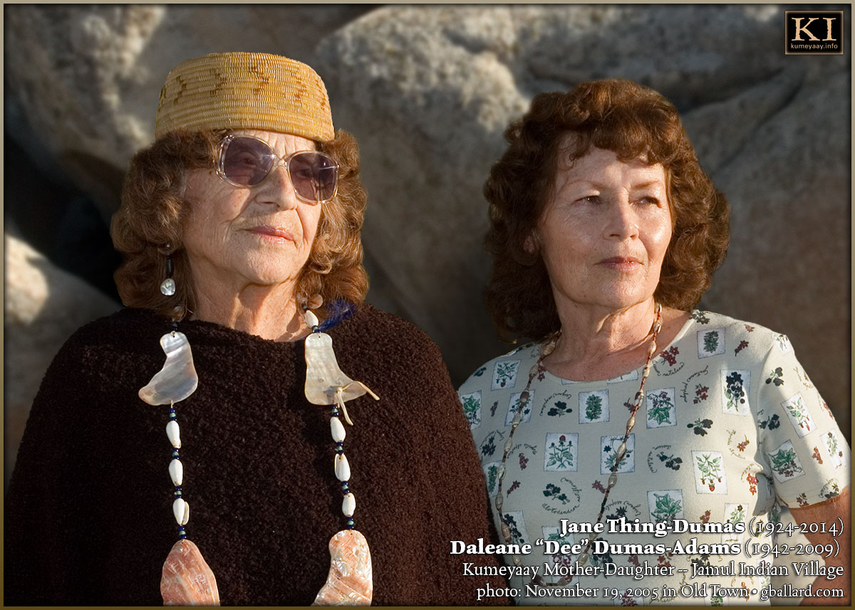 KUMEYAAY MEDICINE WOMAN JANE DUMAS takes a portrait with her daughter Dee Adams in 2005