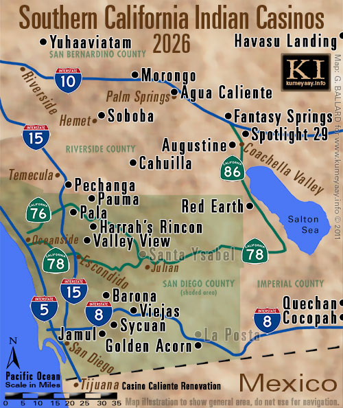 MAP OF KUMEYAAY CASINOS