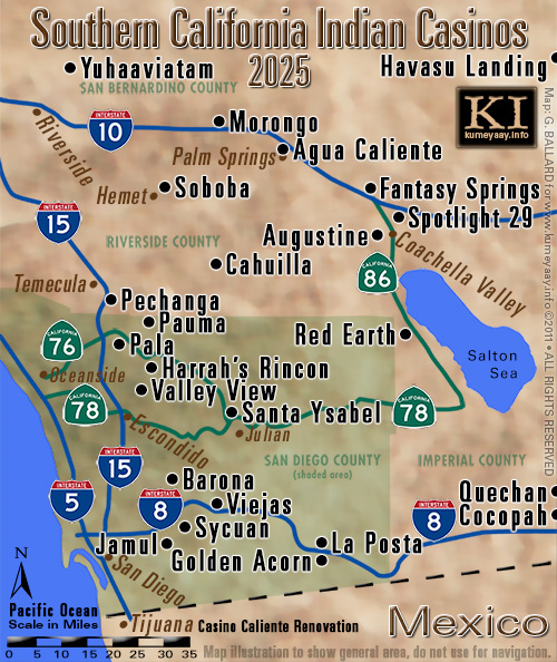 MAP OF KUMEYAAY CASINOS