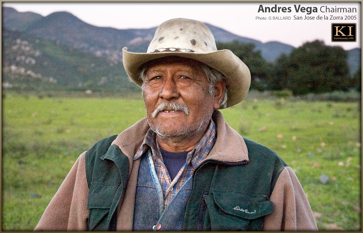 CHAIRMAN ANDRES VEGA San Jose de la Zorra Kumiai tribal ejido
