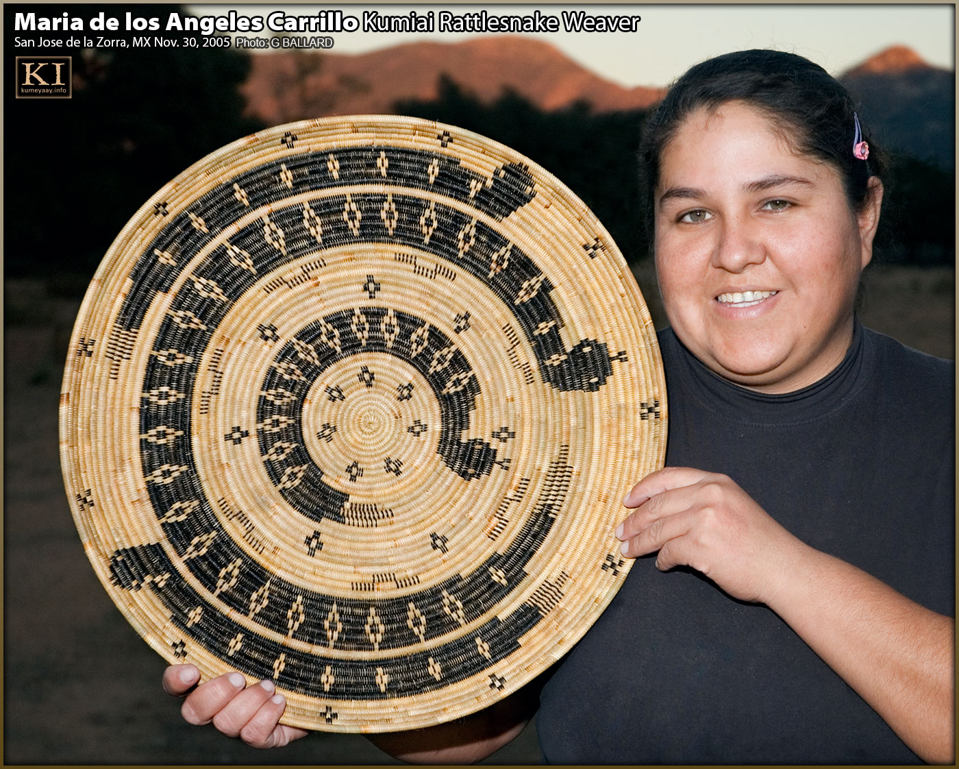 KUMIAI TRIBAL RATTLESNAKE JUNCUS BASKET WEAVER