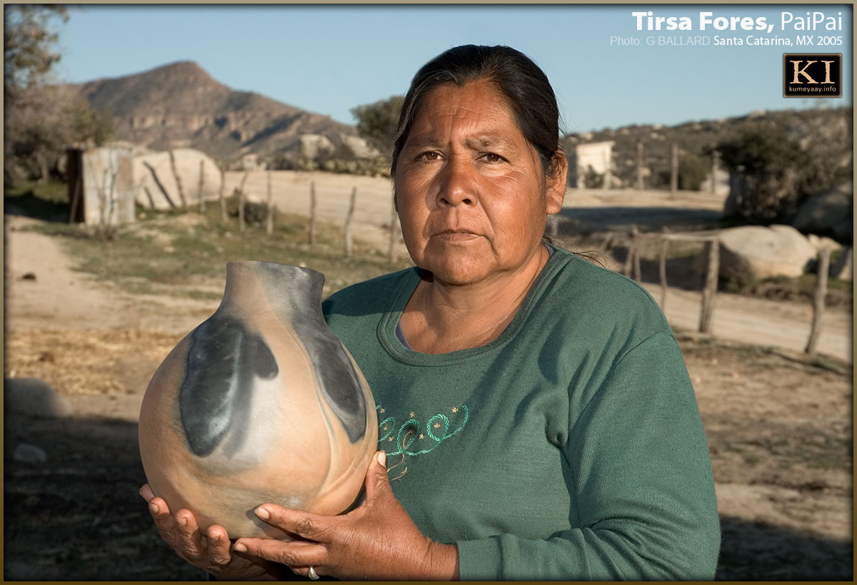 PAI PAI NATIVE AMERICAN INDIAN POTTERY MAKER IN MEXICO EJIDO